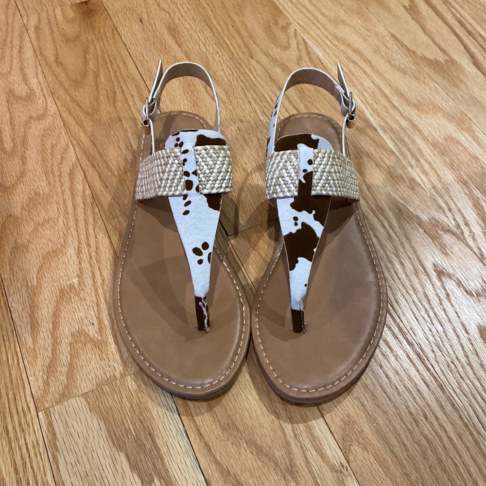 NWT Suede Cow Print Sandal